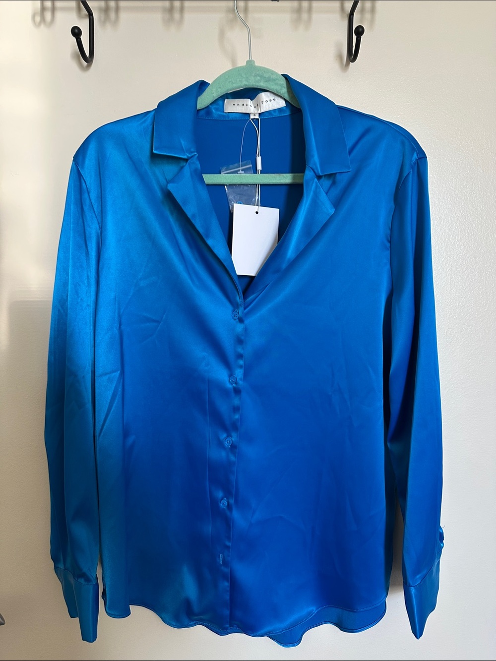 Endless Rose Bright Blue Satin Button-Down Shirt